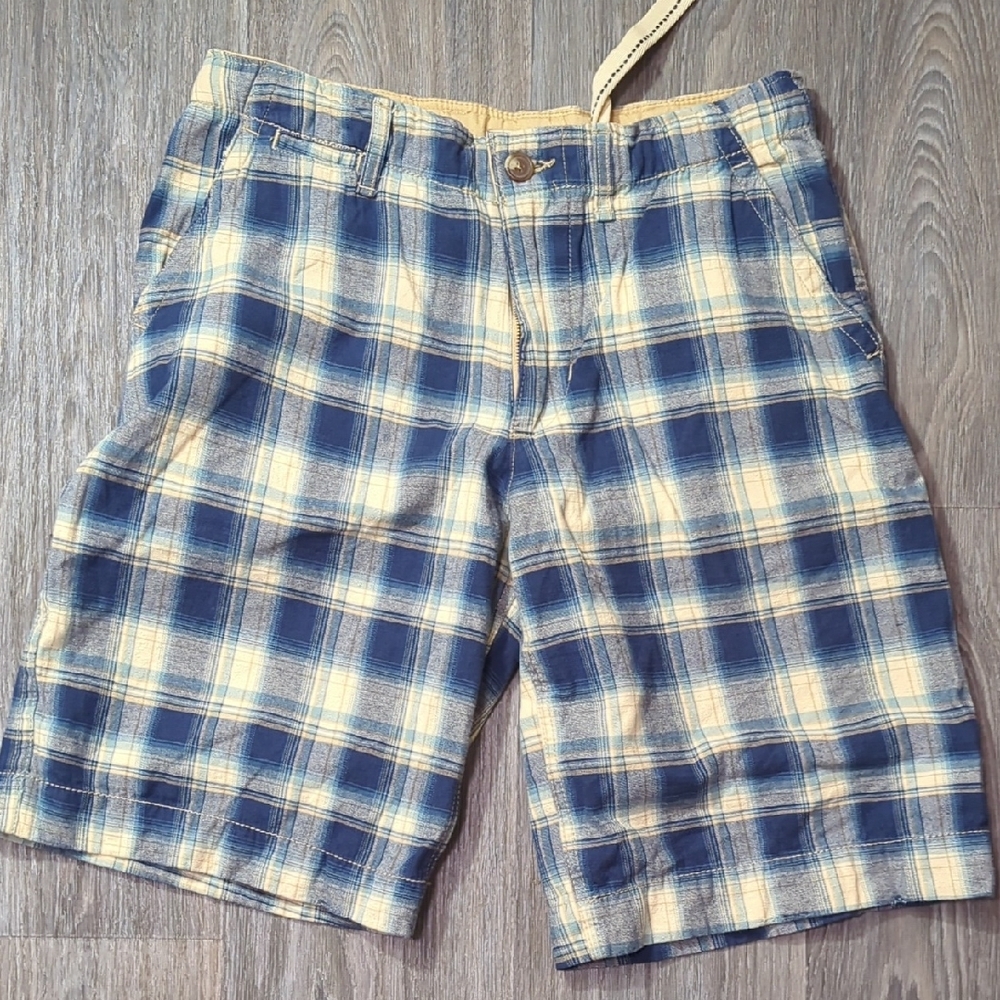 2 Pair Plugg Men's Navy and Beige Vintage Plaid Cargo Shorts - Picture 4 of 5